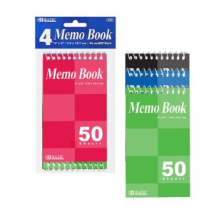 LIBRETA BAZIC MEMO ESPIRAL 3X5 50 HOJAS C/4 PIEZAS