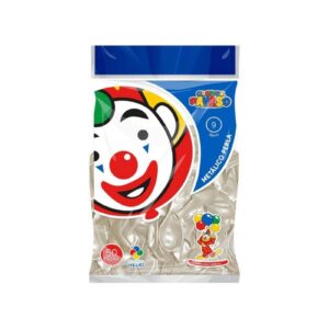 Globo Payaso Metálico Perla Blanco 9"
