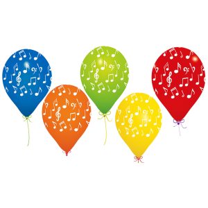 GLOBO LATEX IMPRESO NOTAS MUSICALES SURTIDO #12 C/10 PZ